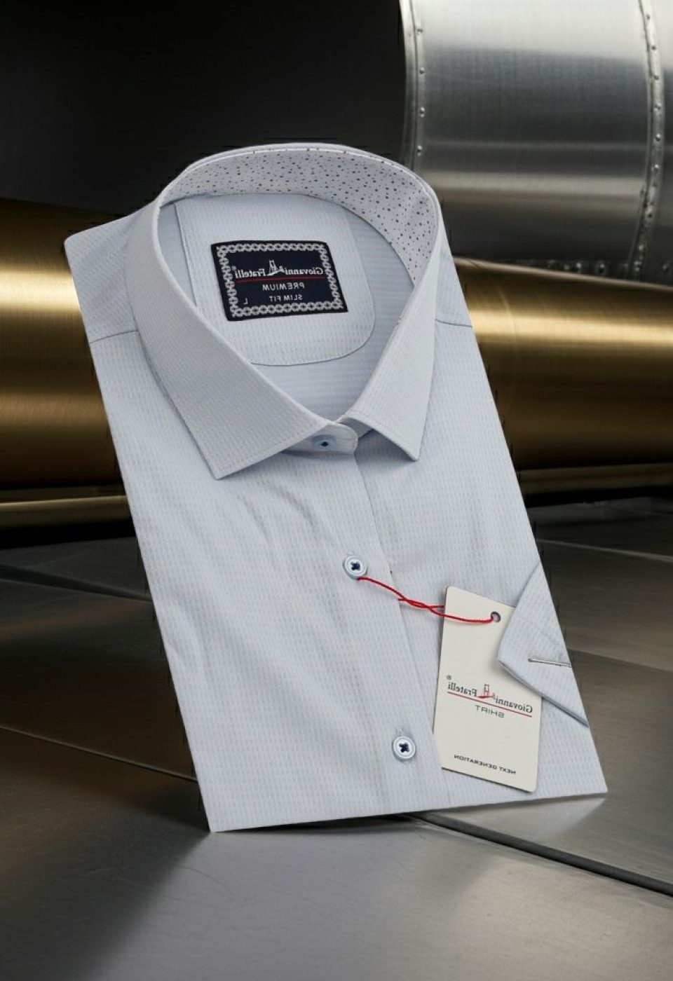 1412 CR K JKR 001 Slim Fit Kısa Kol Desenli Armürlü Jakar Erkek Gömlek 3GMK321412001 - Giovanni Fratelli