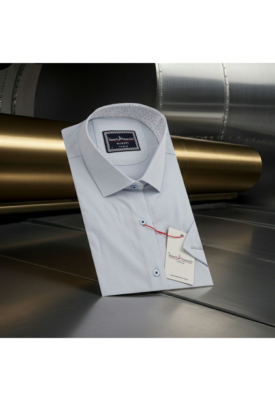1412 CR K JKR 001 Slim Fit Kısa Kol Desenli Armürlü Jakar Erkek Gömlek 3GMK321412001 - Giovanni Fratelli