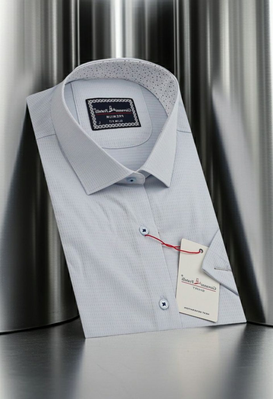 Slim Fit Kısa Kol Desenli Armürlü Jakar Erkek Gömlek 3GMK321412001