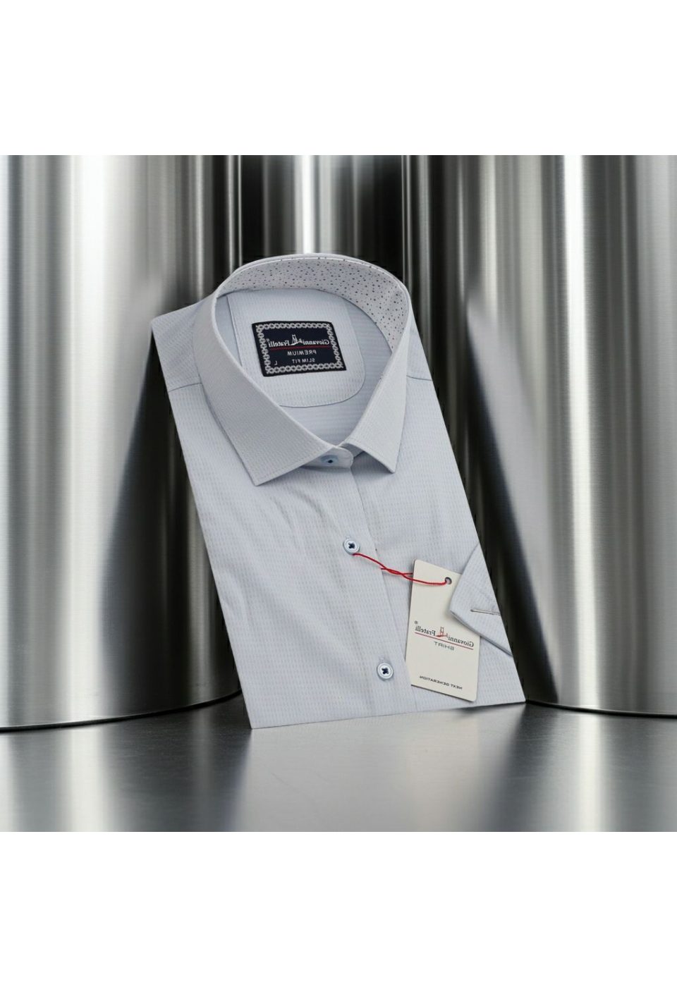 1412 CR K JKR 001 Slim Fit Kısa Kol Desenli Armürlü Jakar Erkek Gömlek 3GMK321412001 - Giovanni Fratelli