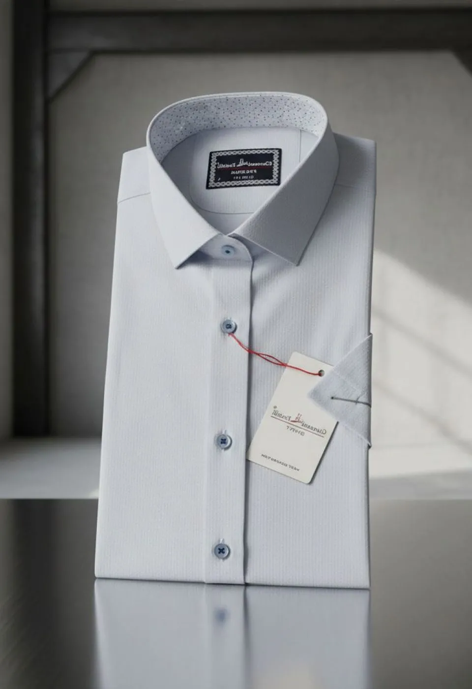 Slim Fit Kısa Kol Desenli Armürlü Jakar Erkek Gömlek 3GMK321412001