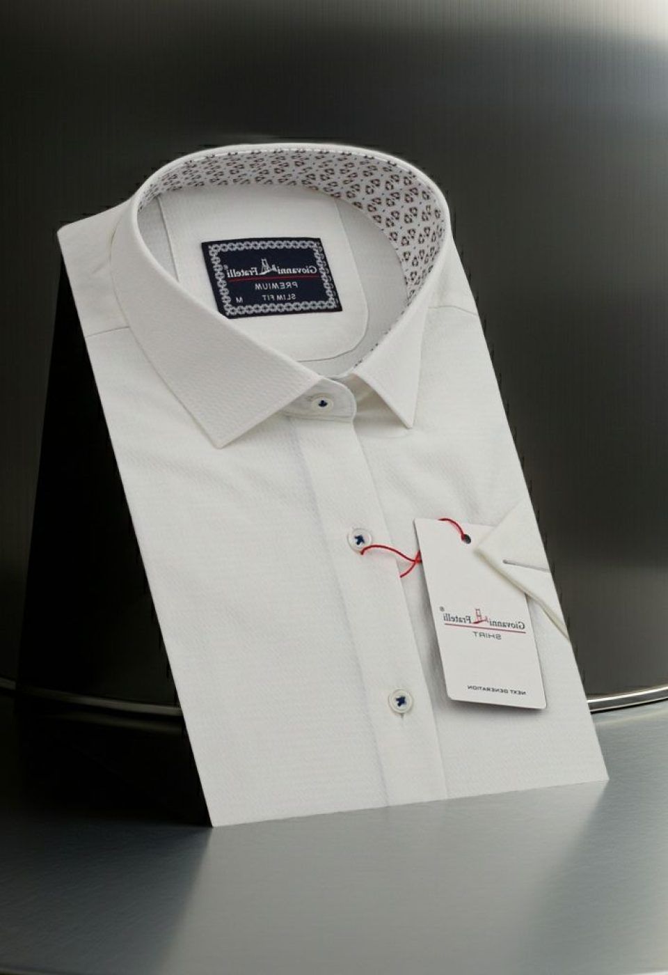 Slim Fit Kısa Kol Desenli Armürlü Jakar Erkek Gömlek 3GMK321412006