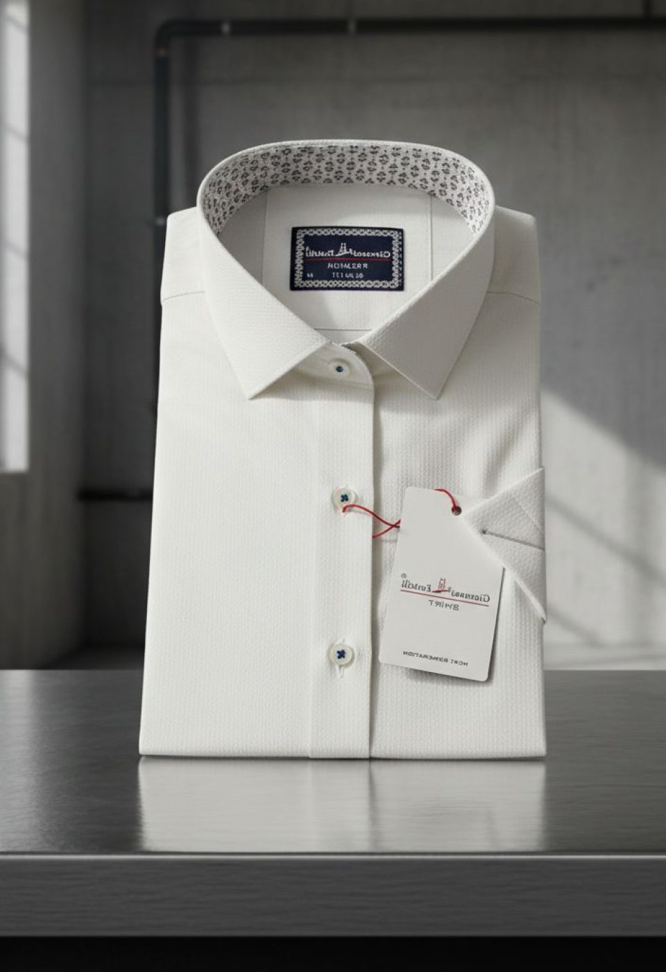 1412 CR K JKR 006 Slim Fit Kısa Kol Desenli Armürlü Jakar Erkek Gömlek 3GMK321412006 - Giovanni Fratelli