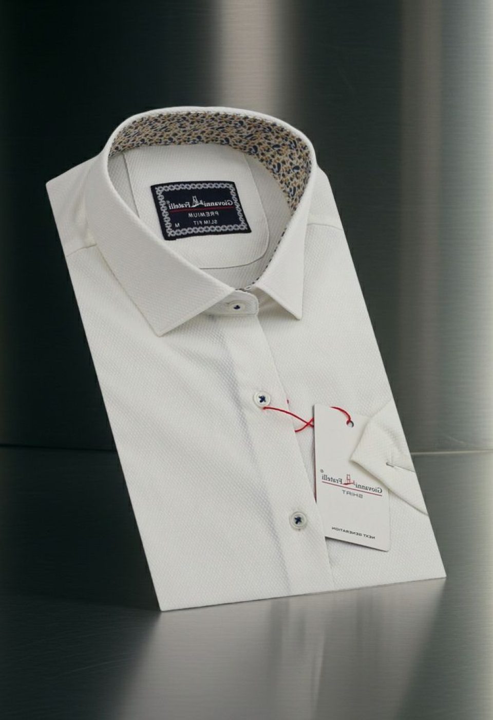 1412 CR K JKR 007 Slim Fit Kısa Kol Desenli Armürlü Jakar Erkek Gömlek 3GMK321412007 - Giovanni Fratelli
