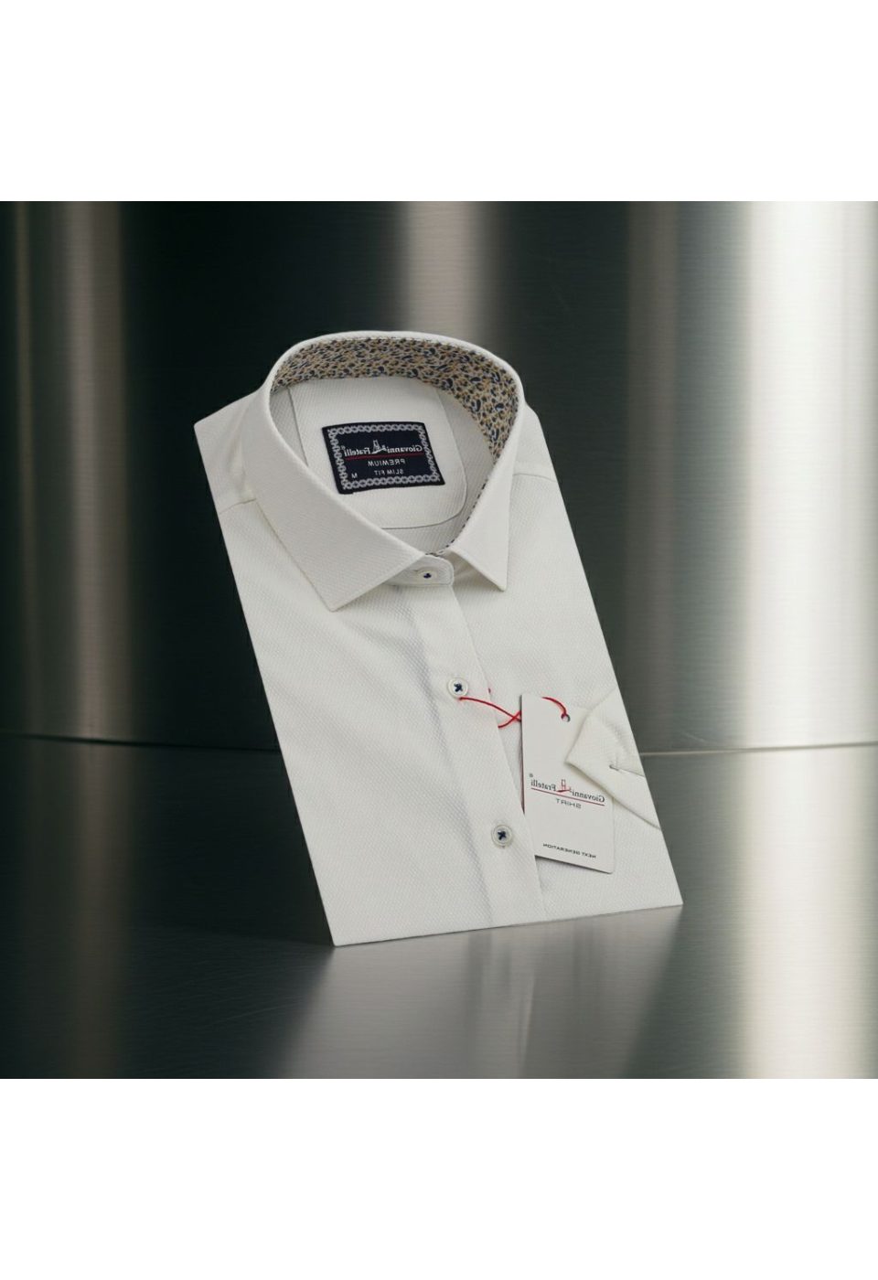 1412 CR K JKR 007 Slim Fit Kısa Kol Desenli Armürlü Jakar Erkek Gömlek 3GMK321412007 - Giovanni Fratelli