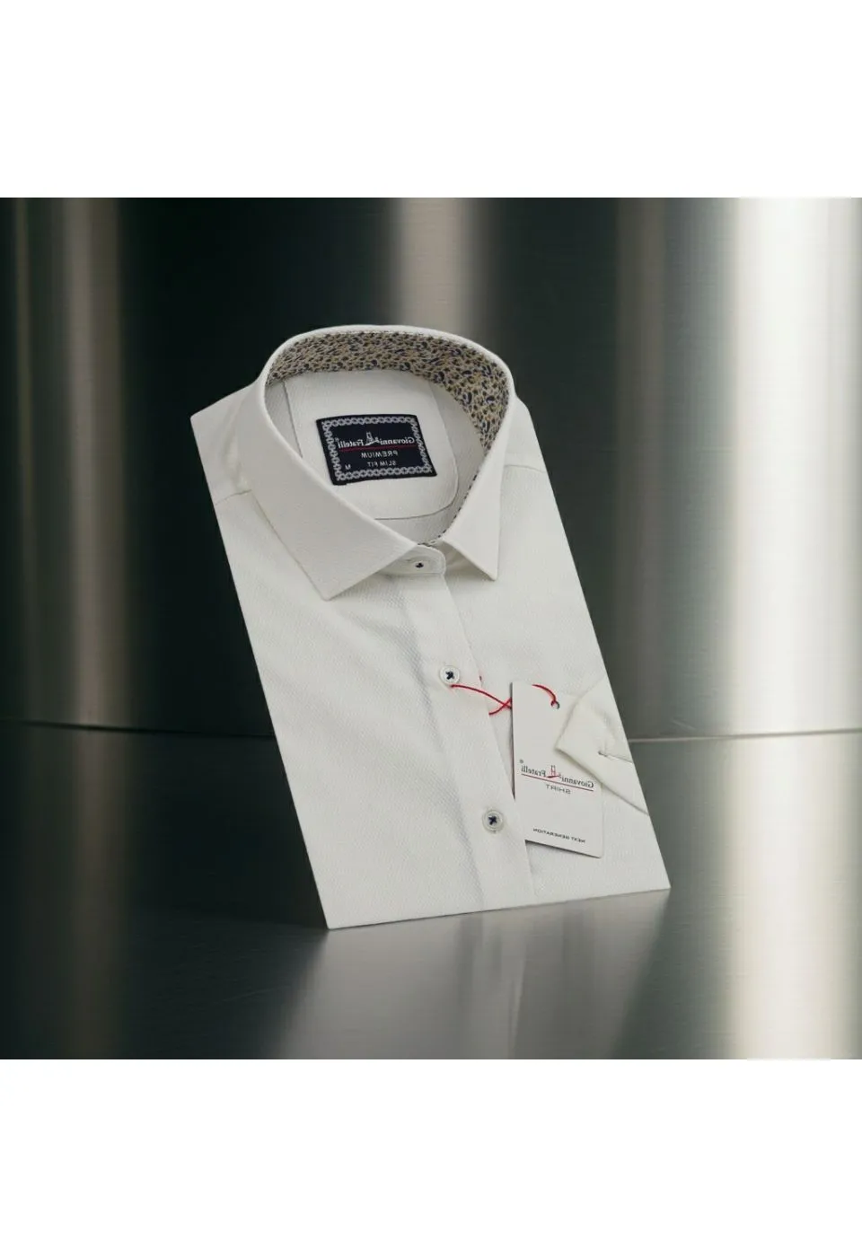 Slim Fit Kısa Kol Desenli Armürlü Jakar Erkek Gömlek 3GMK321412007 - Giovanni Fratelli