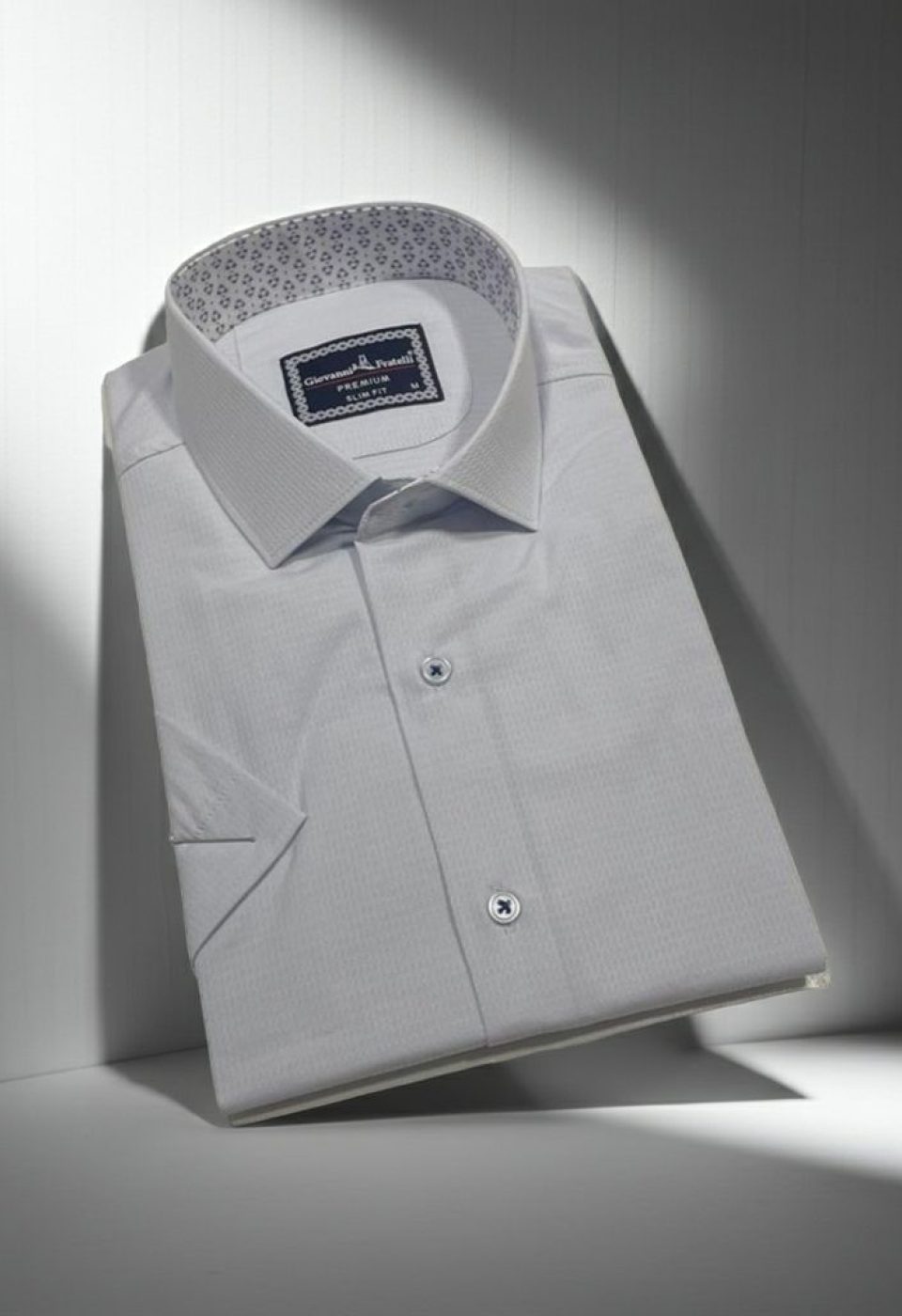 Slim Fit Kısa Kol Desenli Armürlü Jakar Erkek Gömlek 3GMK321412011