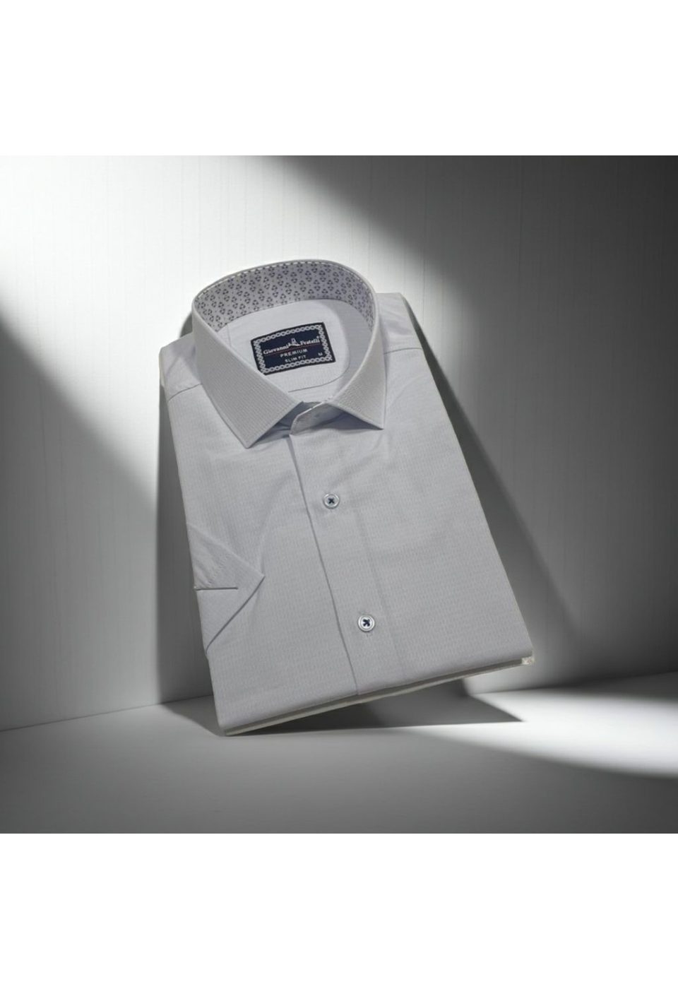 1412 CR K JKR 011 Slim Fit Kısa Kol Desenli Armürlü Jakar Erkek Gömlek 3GMK321412011 - Giovanni Fratelli