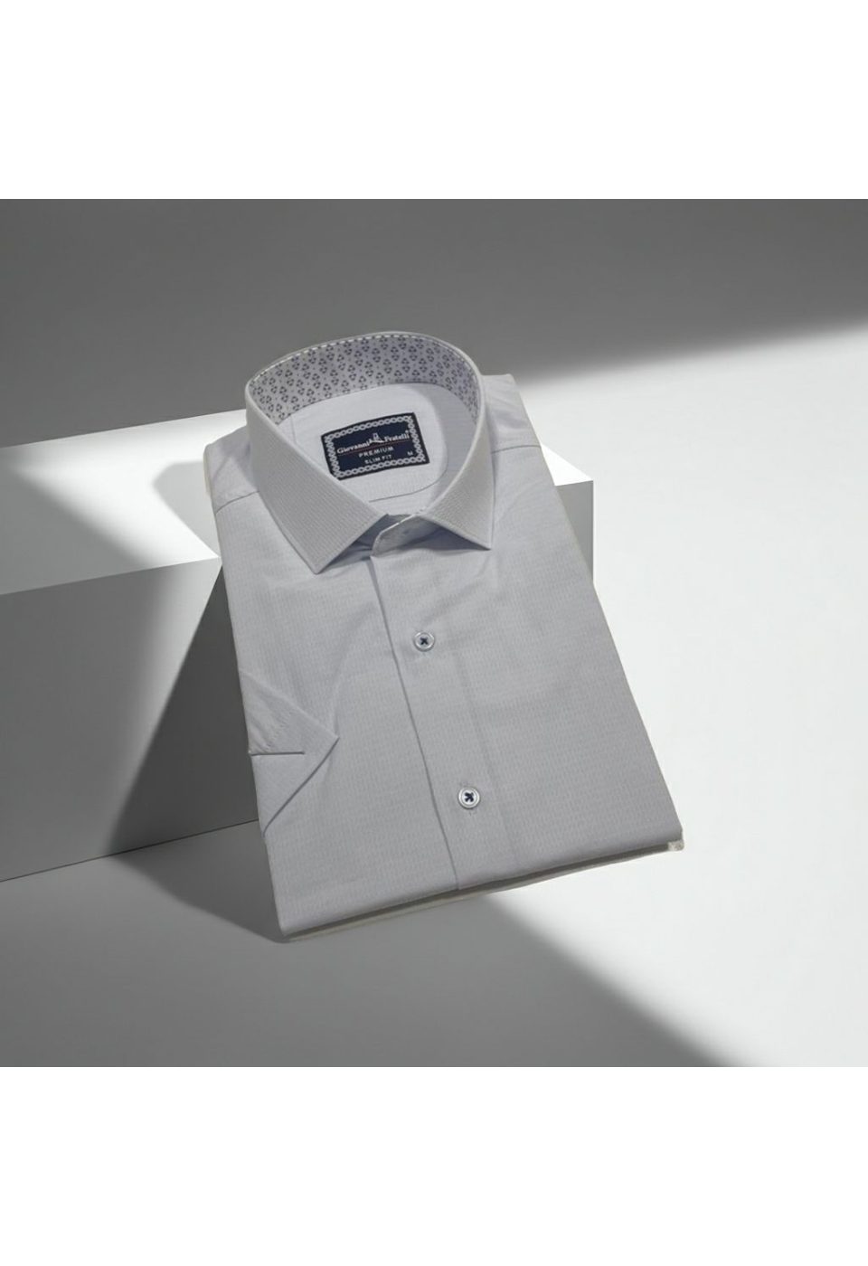 1412 CR K JKR 011 Slim Fit Kısa Kol Desenli Armürlü Jakar Erkek Gömlek 3GMK321412011 - Giovanni Fratelli