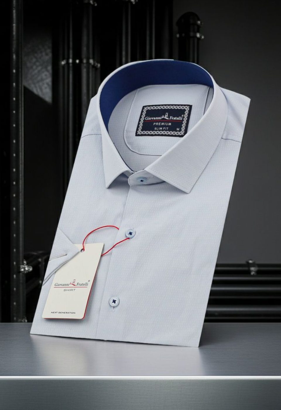 Slim Fit Kısa Kol Desenli Armürlü Jakar Erkek Gömlek 3GMK321413003
