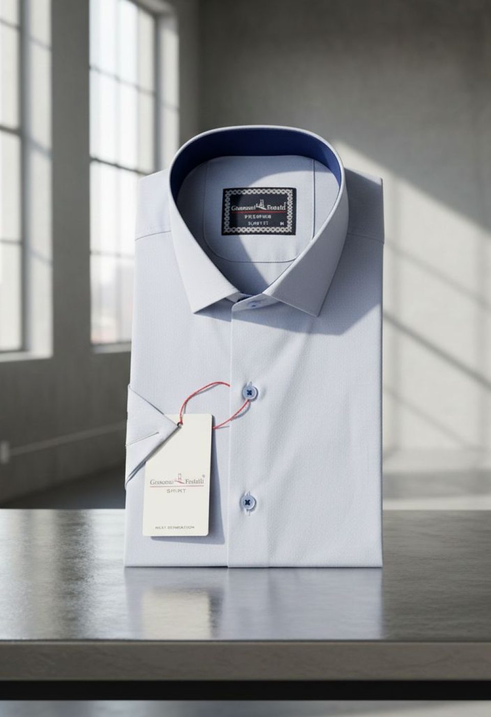 1413 CR K JKR 003 Slim Fit Kısa Kol Desenli Armürlü Jakar Erkek Gömlek 3GMK321413003 - Giovanni Fratelli