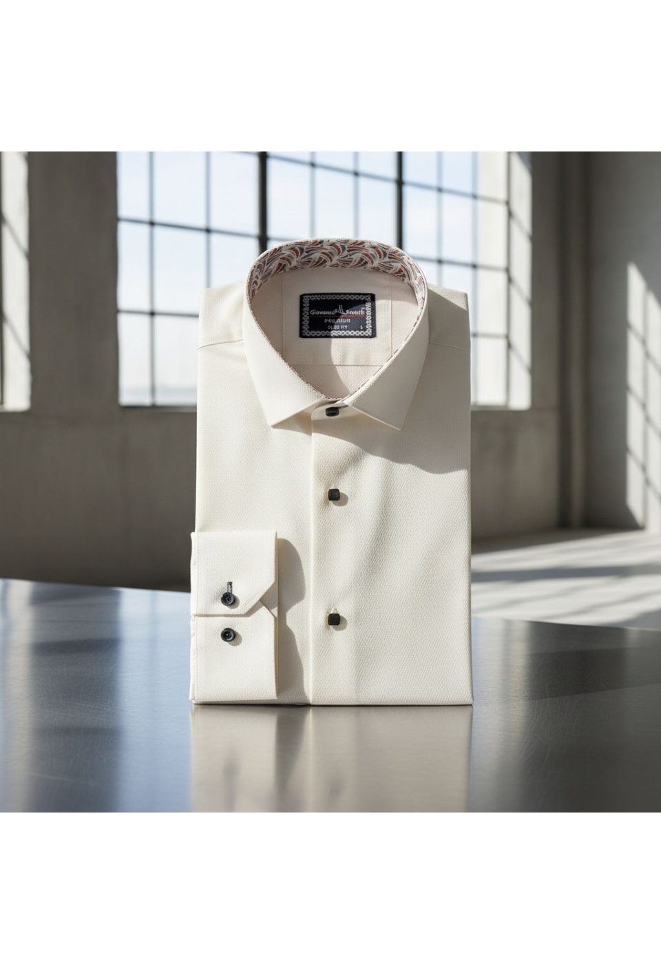 Slim Fit Uzun Kol Desenli Jakar Armürlü Gömlek 1450 CR 004 - Giovanni Fratelli