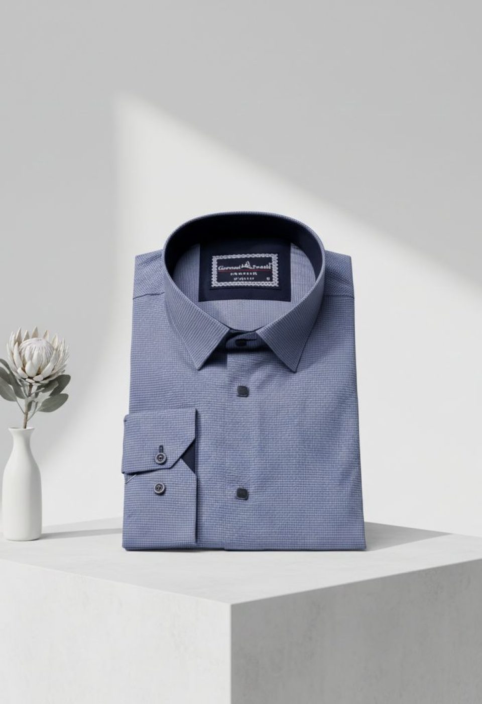 Slim Fit Uzun Kol Desenli Erkek Gömlek 3GMK311453004