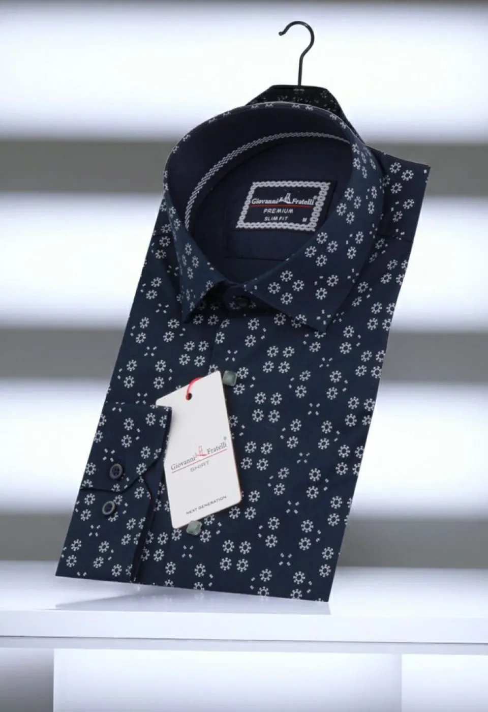 Slim Fit Uzun Kol Desenli Erkek Gömlek 3GMK311459015 - Giovanni Fratelli