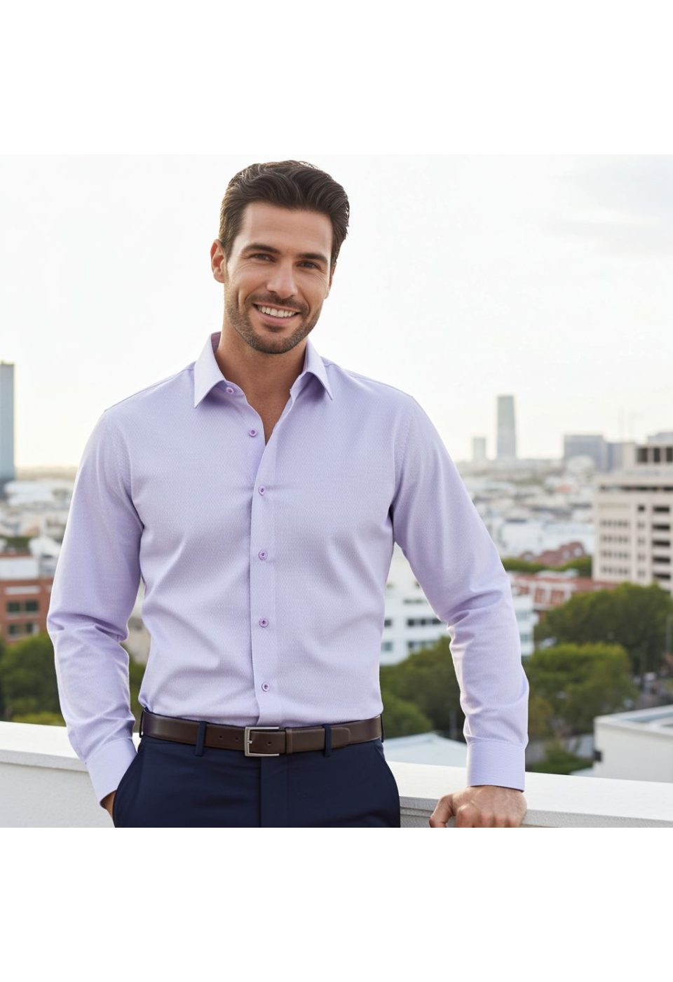Slim Fit Uzun Kol Desenli Jakar Armürlü Gömlek 1462 CR 007 - Giovanni Fratelli