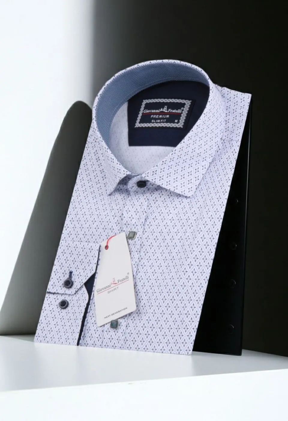 Slim Fit Uzun Kol Desenli Erkek Gömlek 3GMK311464011