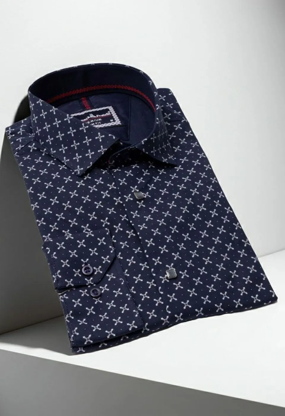 Slim Fit Uzun Kol Desenli Erkek Gömlek 3GMK311465004
