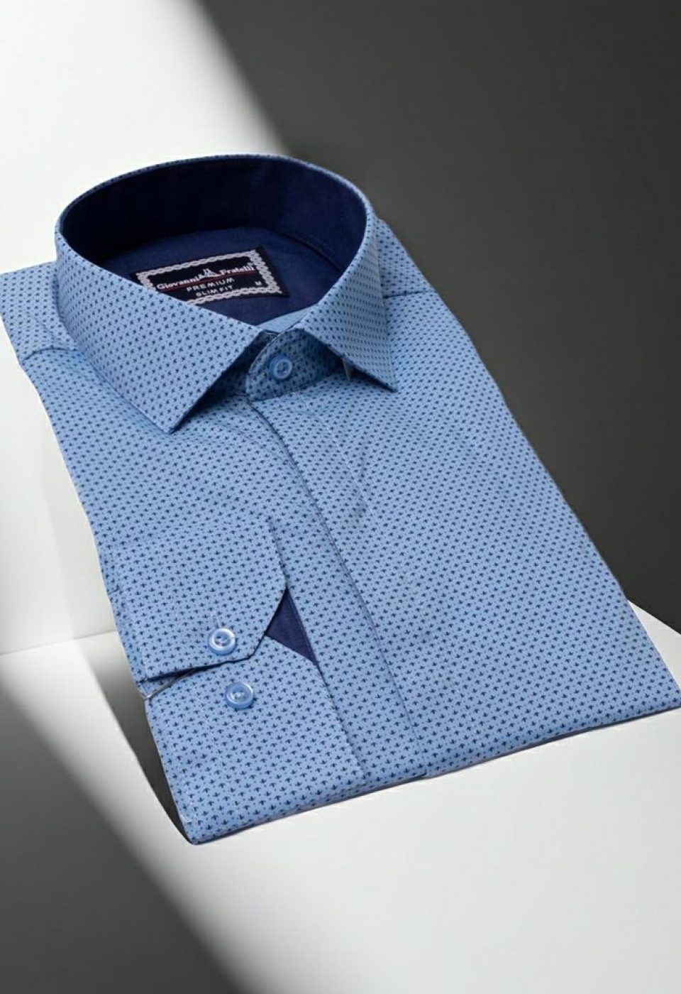 Slim Fit Uzun Kol Desenli Erkek Gömlek 3GMK311469011