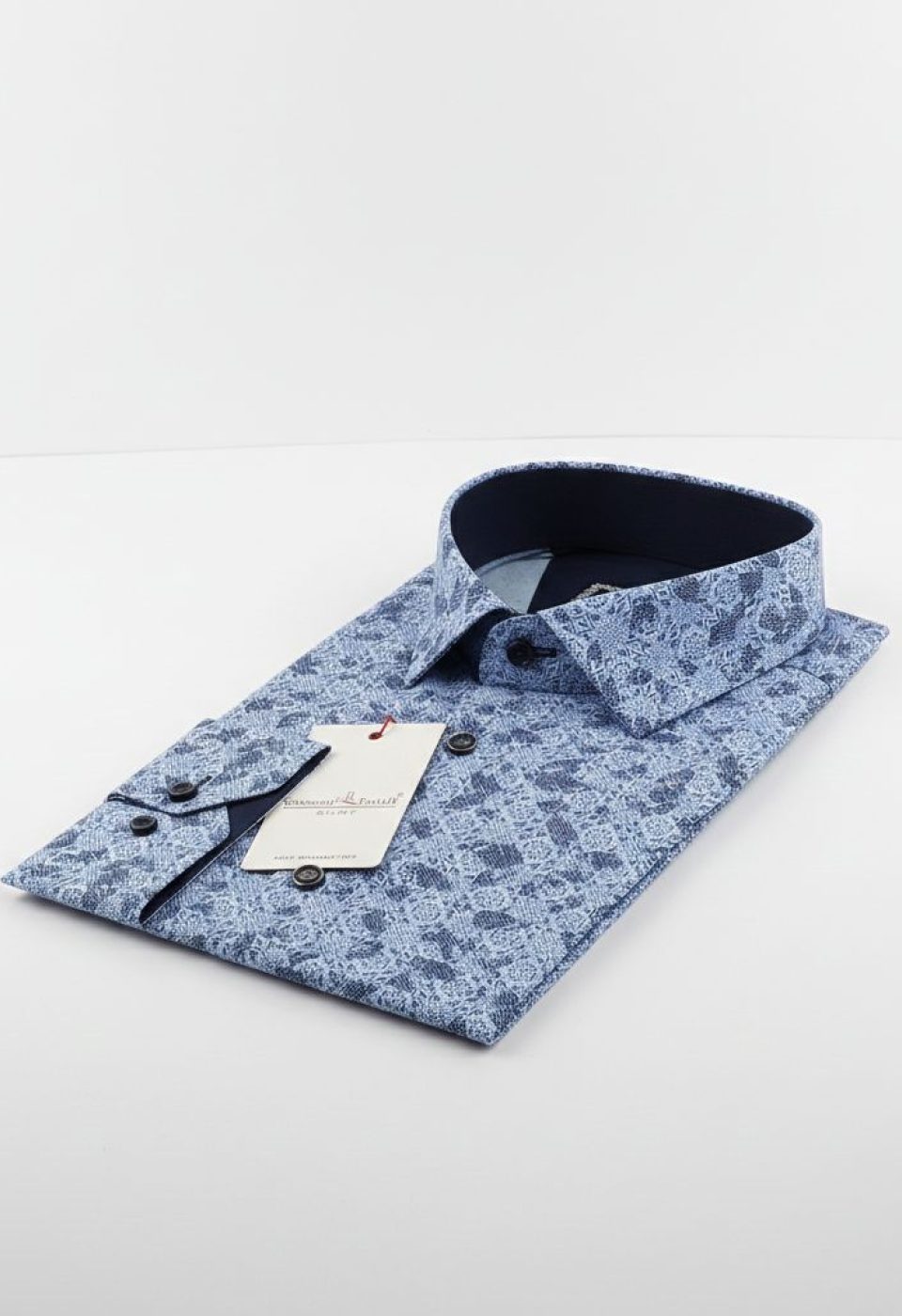Slim Fit Uzun Kol Desenli Erkek Gömlek 3GMK311490009