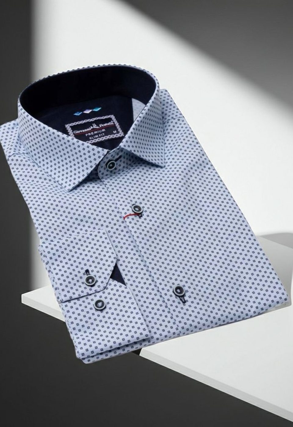 Slim Fit Uzun Kol Desenli Erkek Gömlek 3GMK311499005