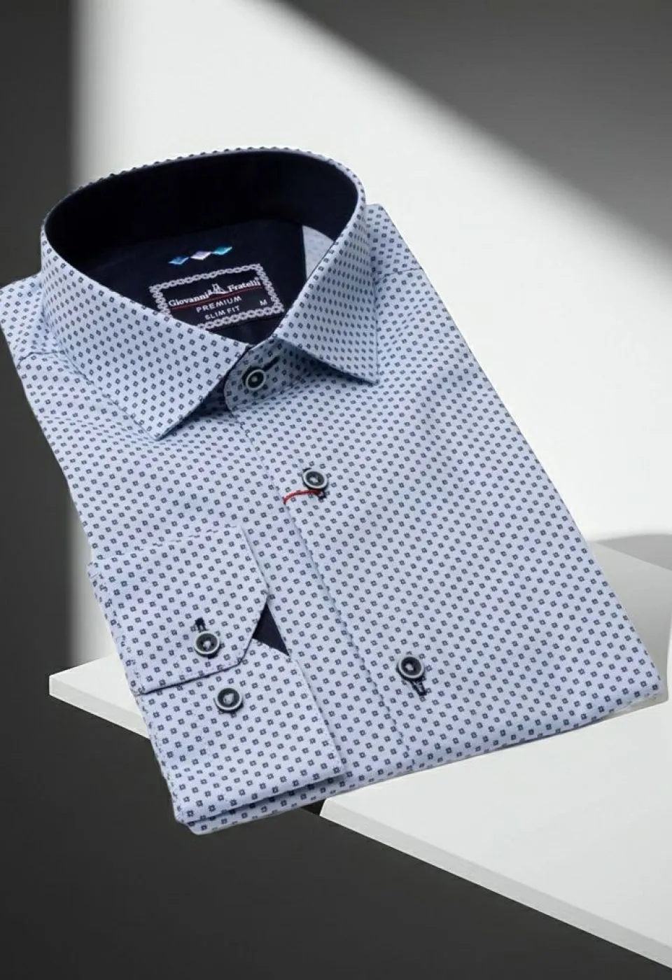Slim Fit Uzun Kol Desenli Erkek Gömlek 3GMK311499005