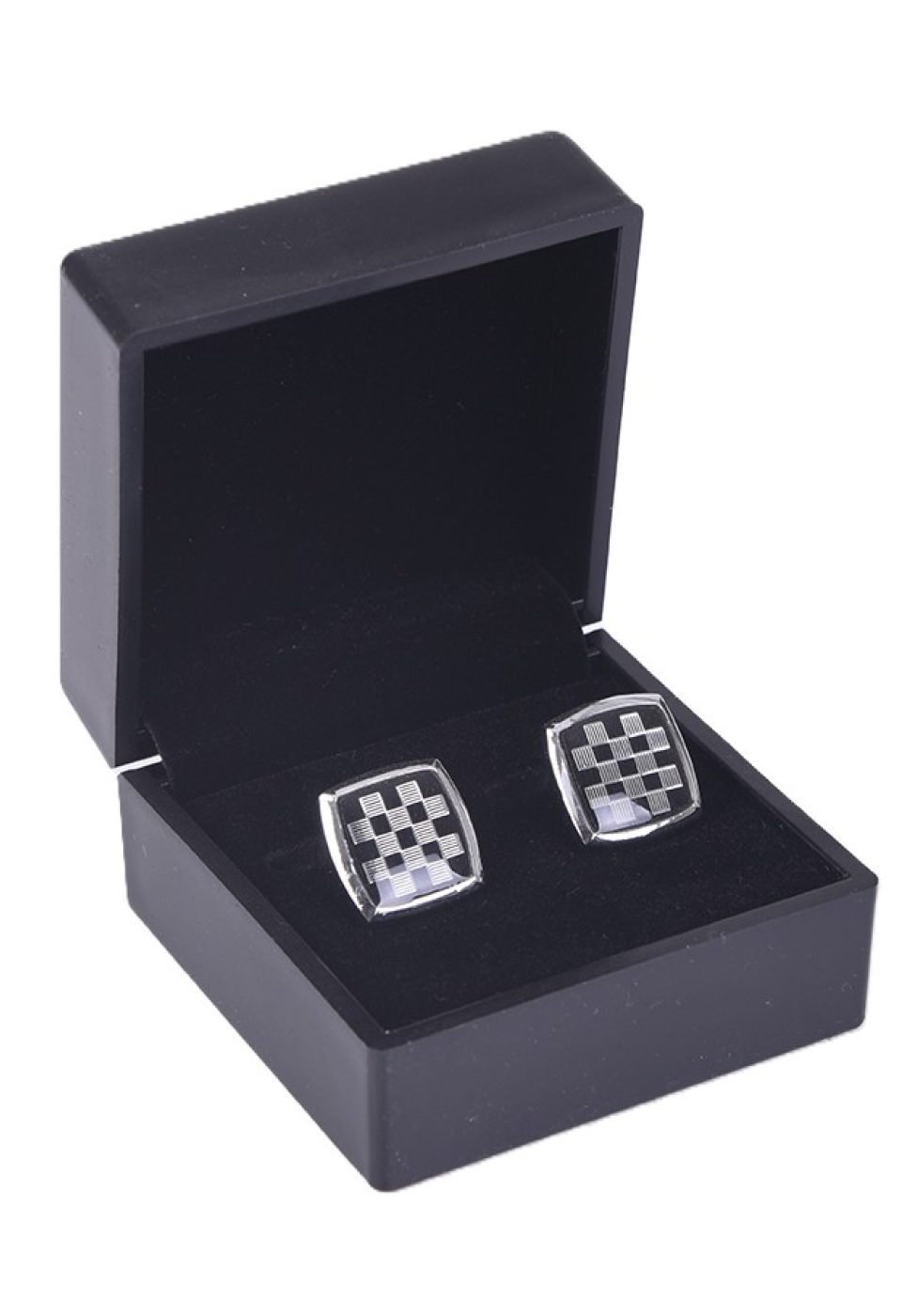 Siyah Gümüş Kare Geometrik Desenli Erkek Kol Düğmesi 3AKS412016001 - Giovanni Fratelli