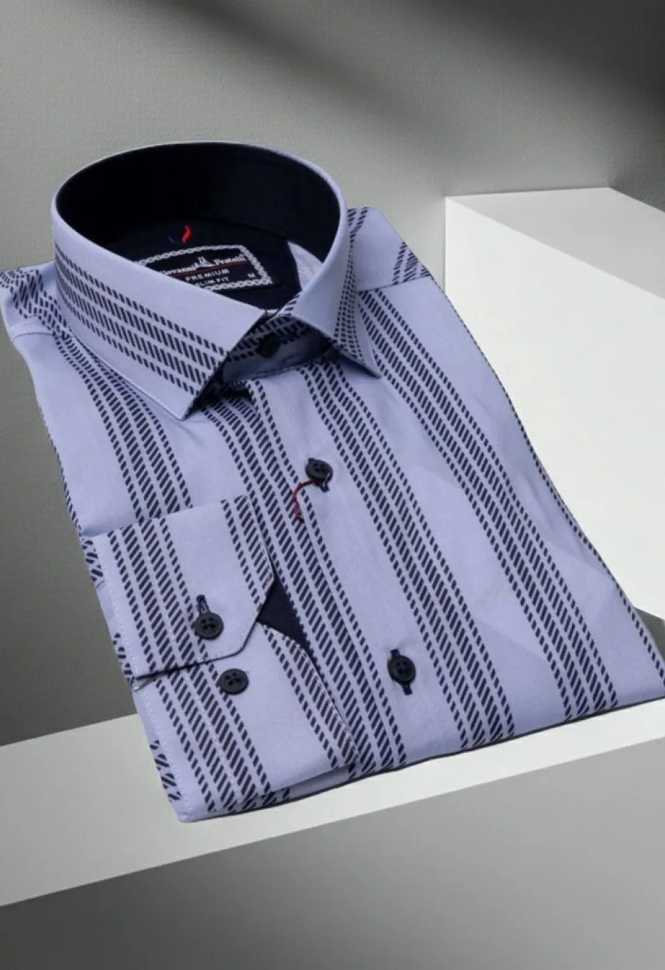 Slim Fit Uzun Kol Desenli Erkek Gömlek 3GMK312101009
