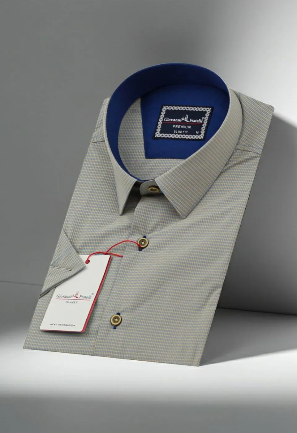 Slim Fit Kısa Kol Desenli Erkek Gömlek 3GMK341420009