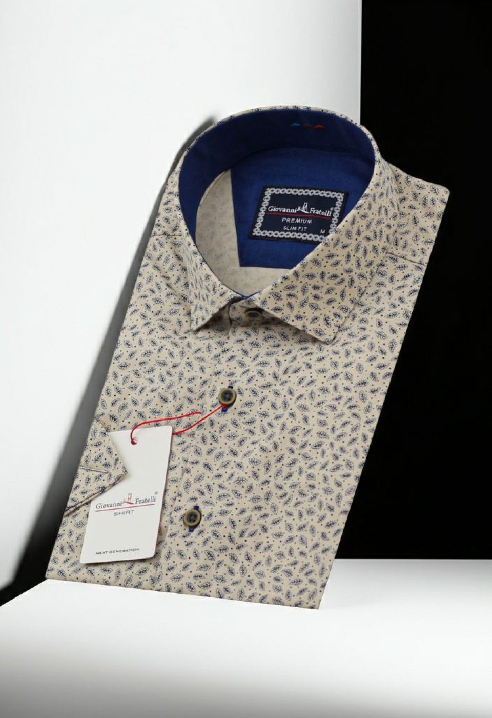 Slim Fit Kısa Kol Desenli Erkek Gömlek 3GMK321427002
