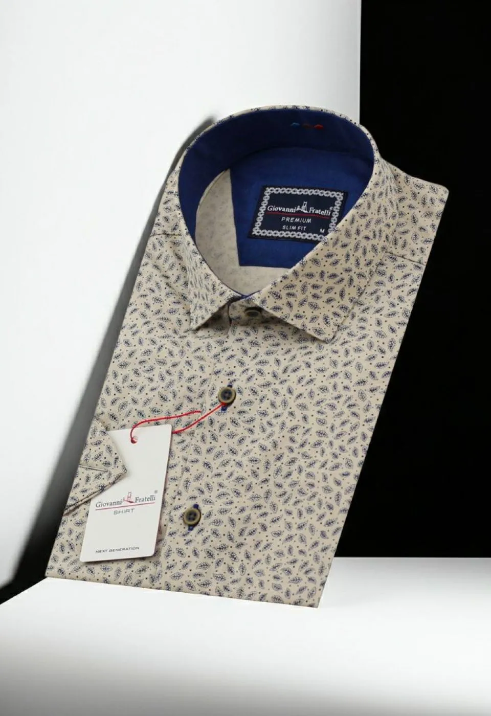 Slim Fit Kısa Kol Desenli Erkek Gömlek 3GMK321427002