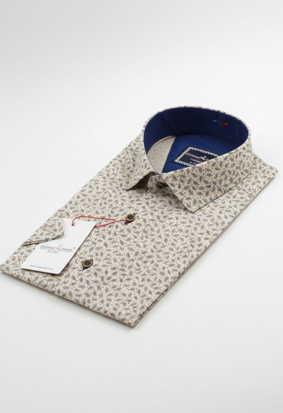 Slim Fit Kısa Kol Desenli Erkek Gömlek 3GMK321427002 - Giovanni Fratelli