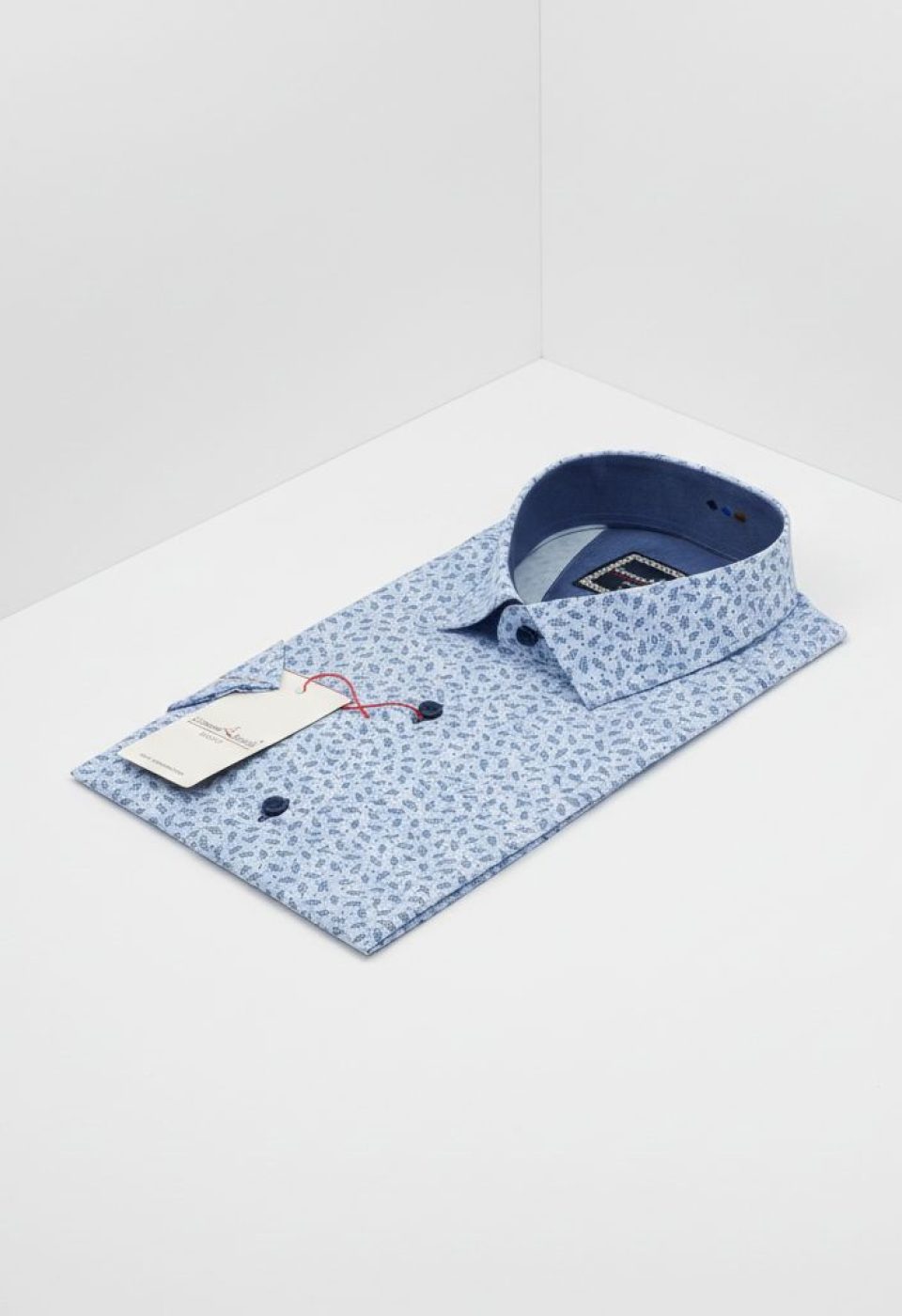Slim Fit Kısa Kol Desenli Erkek Gömlek 3GMK321427007