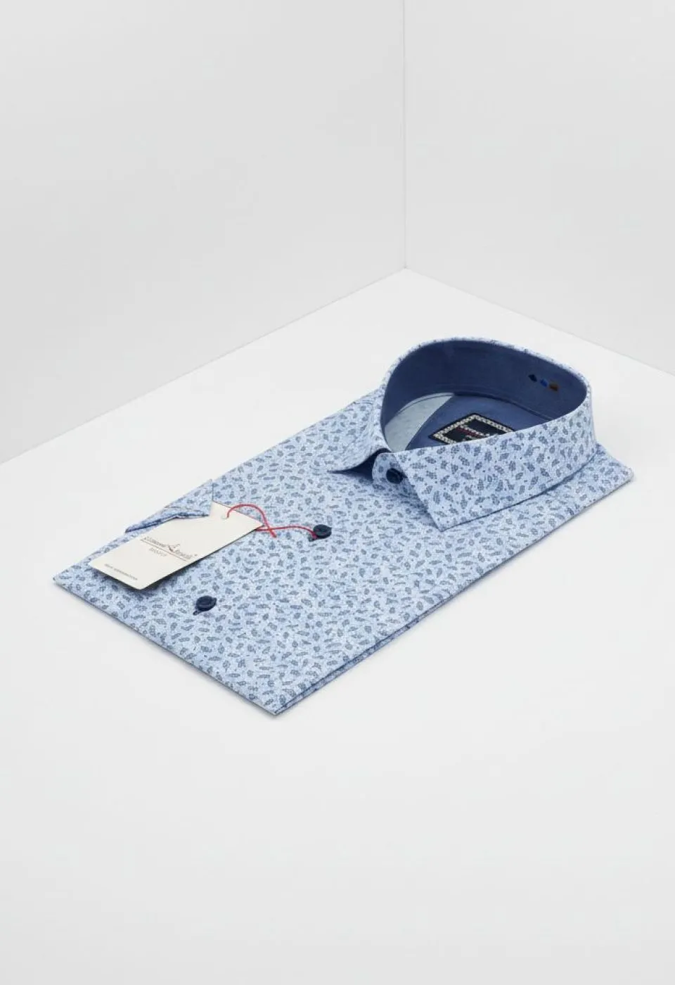 Slim Fit Kısa Kol Desenli Erkek Gömlek 3GMK321427007