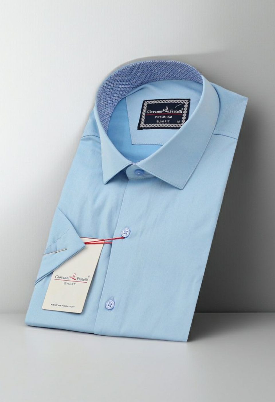 Slim Fit Kısa Kol Düz Renk Saten Erkek Gömlek 3GMK321428009 - Giovanni Fratelli