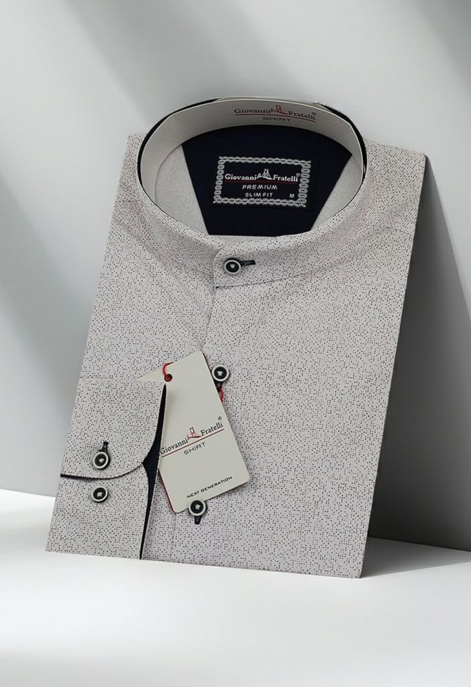 Slim Fit Uzun Kol Desenli Hakim Yaka Erkek Gömlek 3GMK311461005