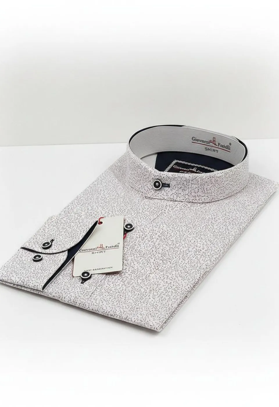 Slim Fit Uzun Kol Desenli Hakim Yaka Erkek Gömlek 3GMK311461005