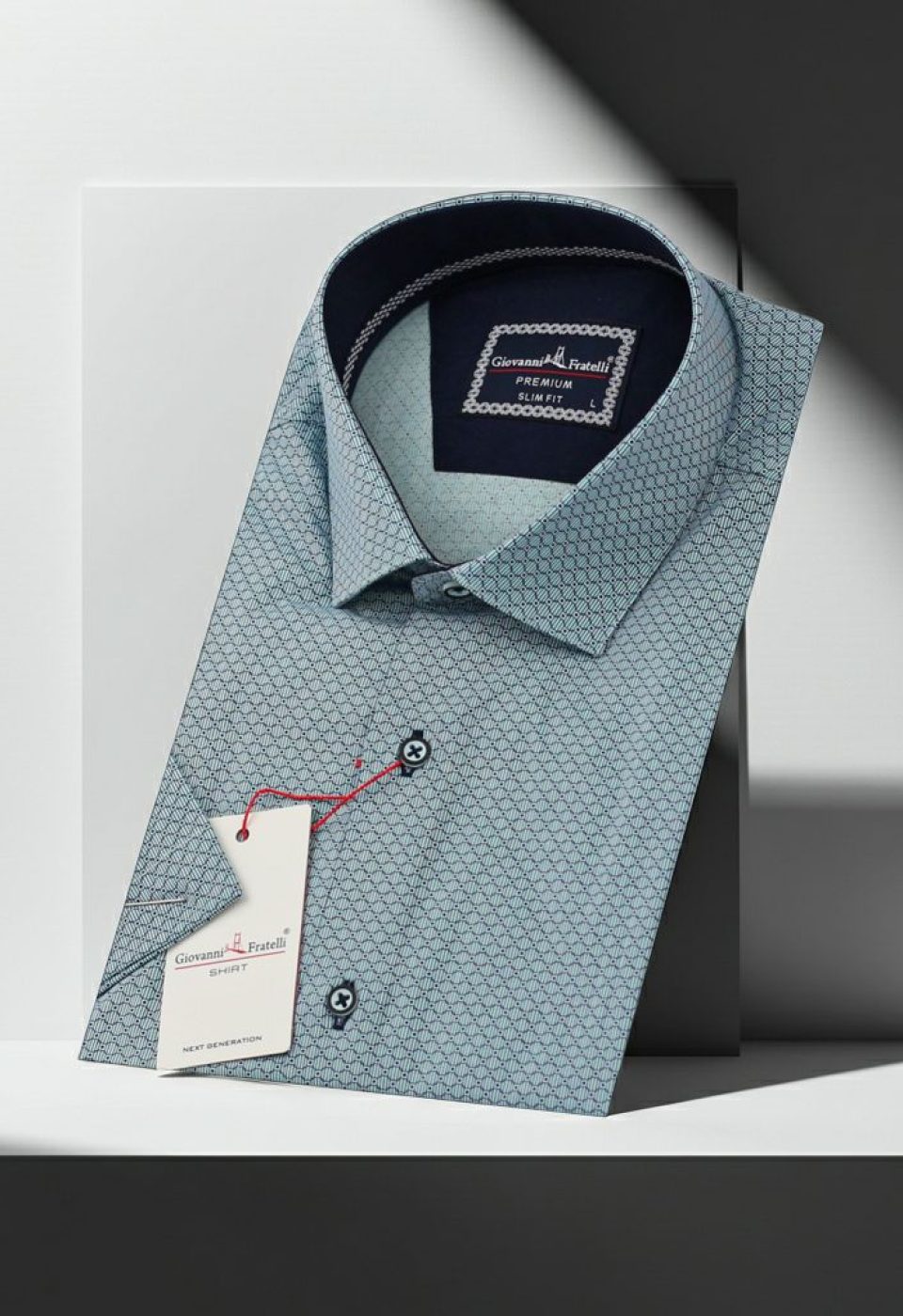 Slim Fit Kısa Kol Desenli Erkek Gömlek 3GMK321462003