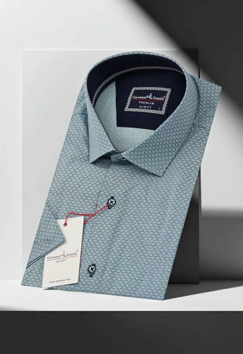 Slim Fit Kısa Kol Desenli Erkek Gömlek 3GMK321462003