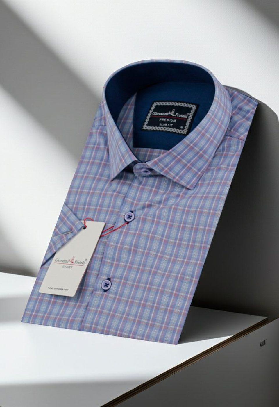 Slim Fit Kısa Kol Desenli Erkek Gömlek 3GMK321467003