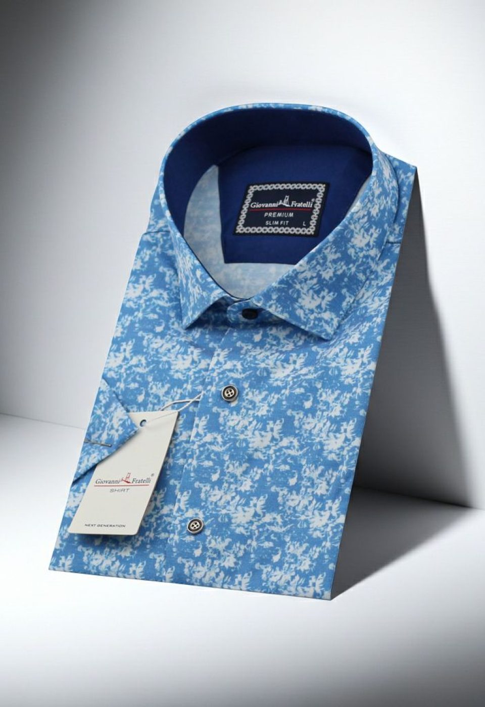 1502 CR K DIGITAL 001 Slim Fit Kısa Kol Dijital Baskılı Desenli Erkek Gömlek 3GMK311502001 - Giovanni Fratelli