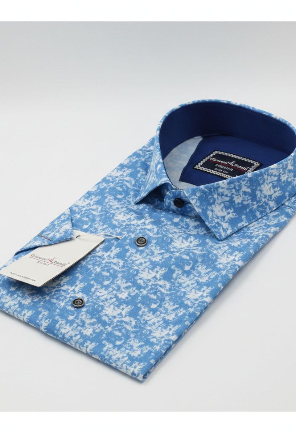 Slim Fit Kısa Kol Dijital Baskılı Desenli Erkek Gömlek 3GMK311502001