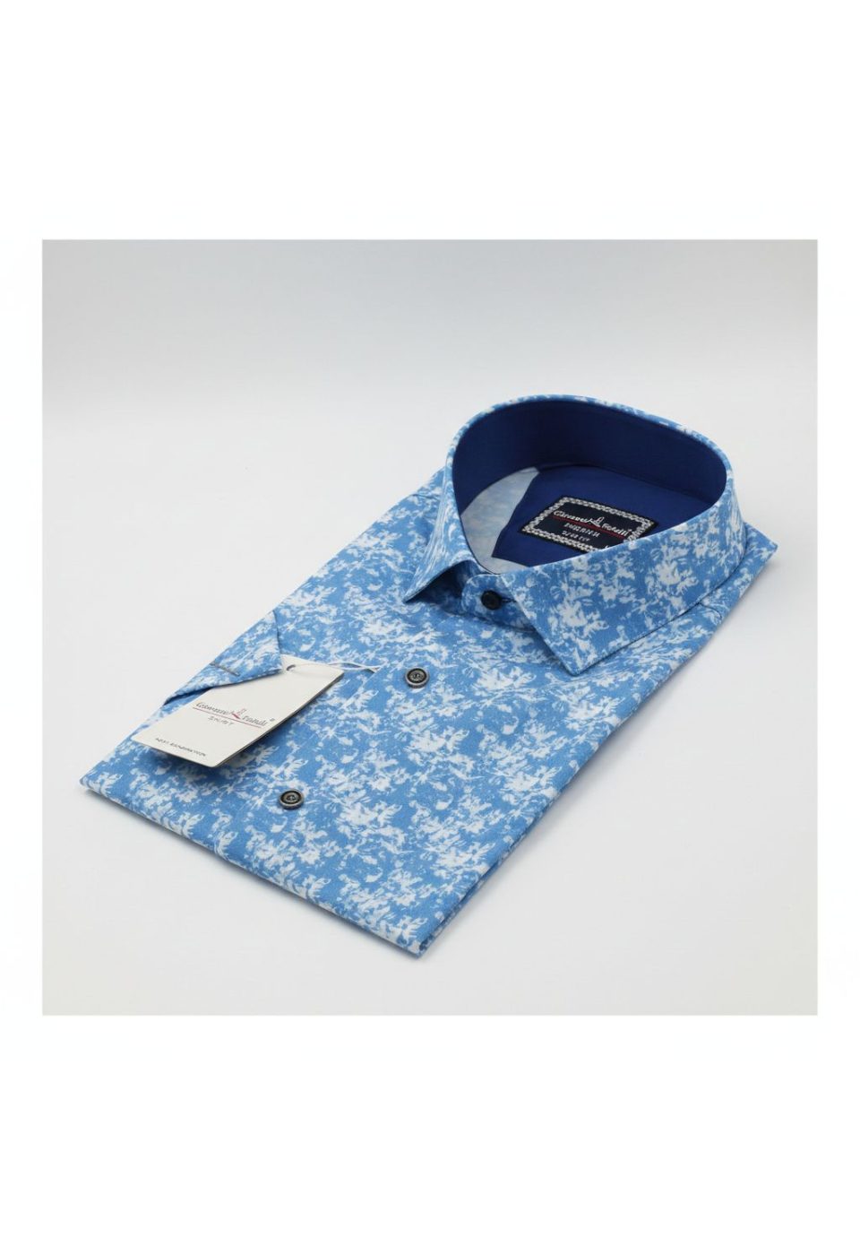 1502 CR K DIGITAL 001 Slim Fit Kısa Kol Dijital Baskılı Desenli Erkek Gömlek 3GMK311502001 - Giovanni Fratelli