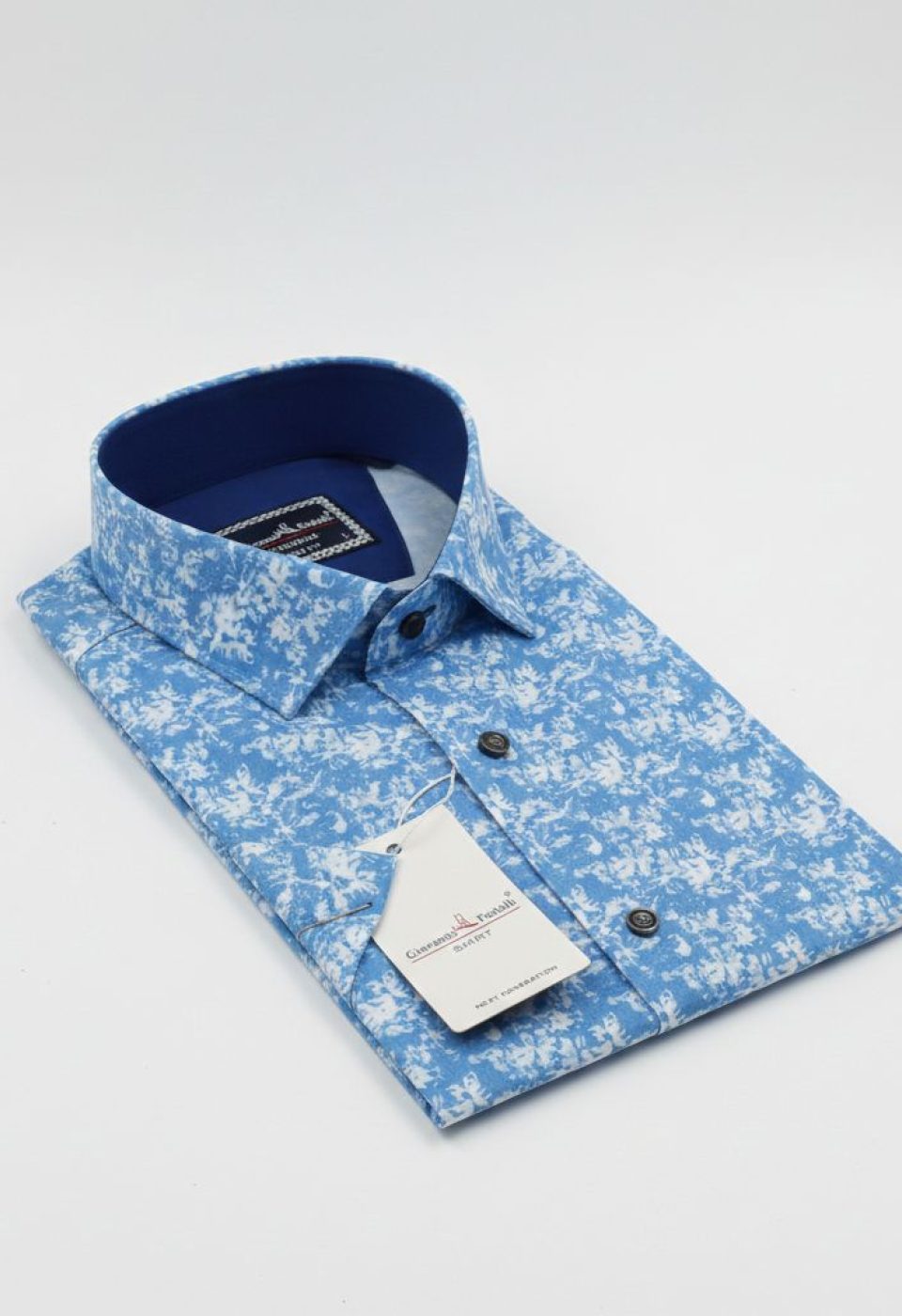 1502 CR K DIGITAL 001 Slim Fit Kısa Kol Dijital Baskılı Desenli Erkek Gömlek 3GMK311502001 - Giovanni Fratelli