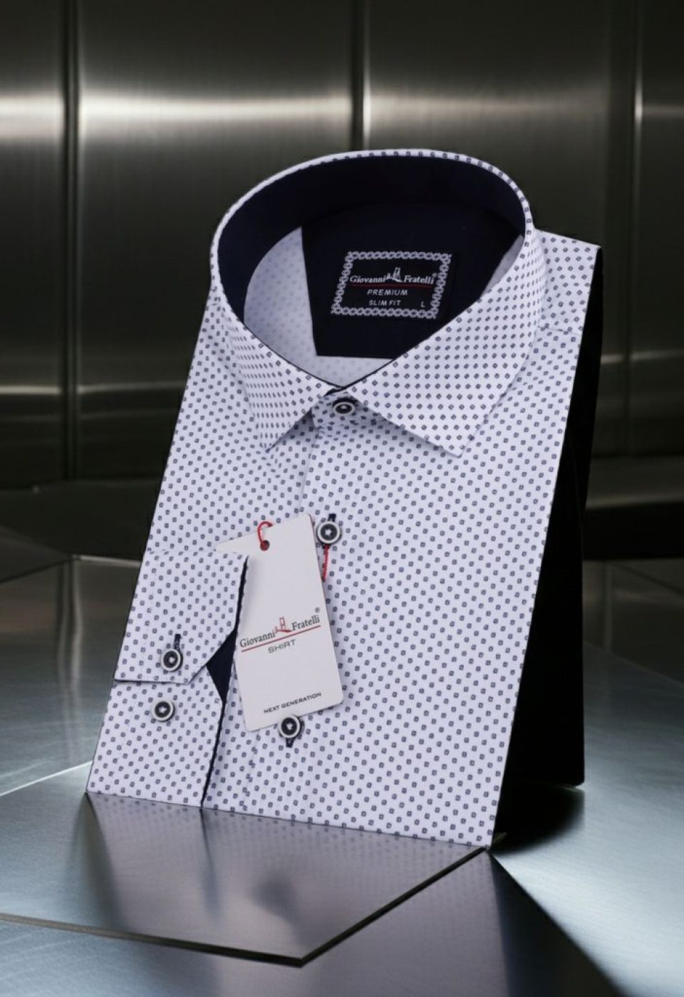 Slim Fit Uzun Kol Desenli Saten Gömlek 3GMK311509001 - Giovanni Fratelli