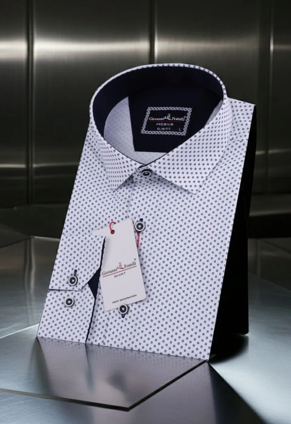 Slim Fit Uzun Kol Desenli Saten Gömlek 3GMK311509001