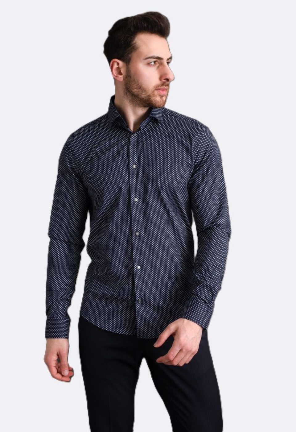 Slim Fit Uzun Kol Desenli Saten Gömlek 3GMK311524003 - Giovanni Fratelli