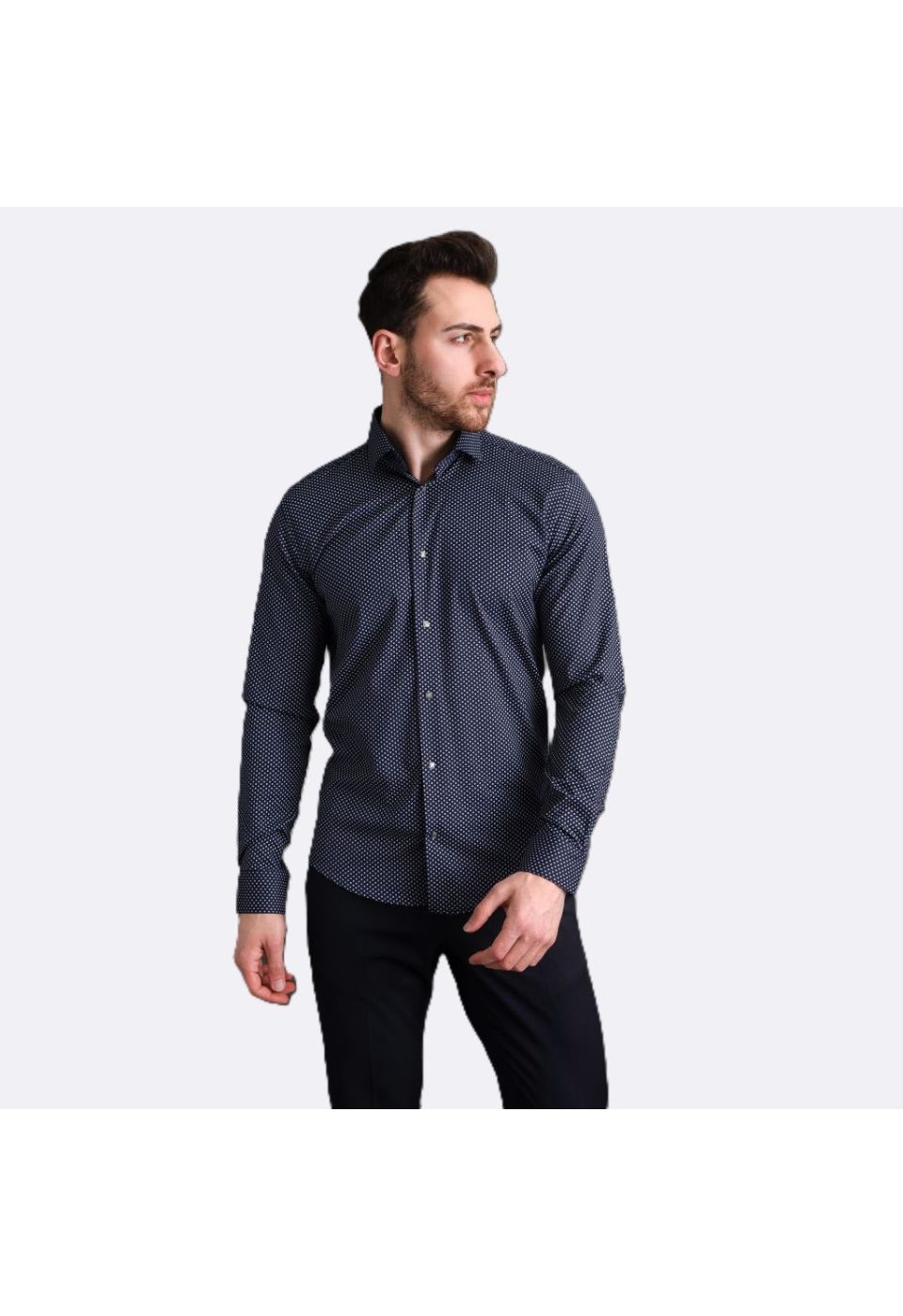 Slim Fit Uzun Kol Desenli Saten Gömlek 3GMK311524003 - Giovanni Fratelli
