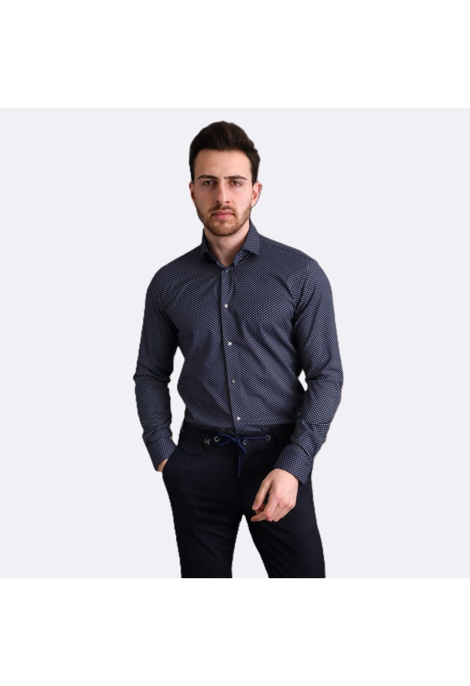 Slim Fit Uzun Kol Desenli Saten Gömlek 3GMK311524003 - Giovanni Fratelli
