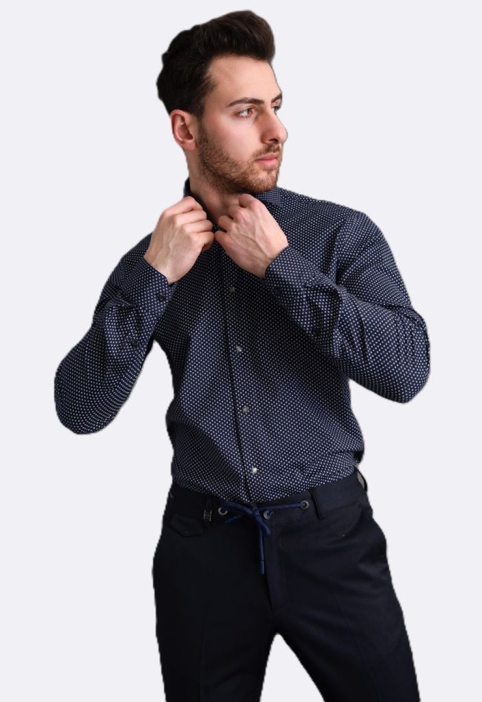 Slim Fit Uzun Kol Desenli Saten Gömlek 3GMK311524003 - Giovanni Fratelli