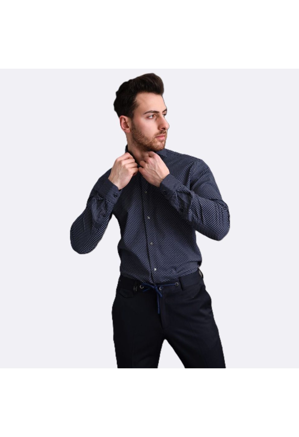 Slim Fit Uzun Kol Desenli Saten Gömlek 3GMK311524003 - Giovanni Fratelli